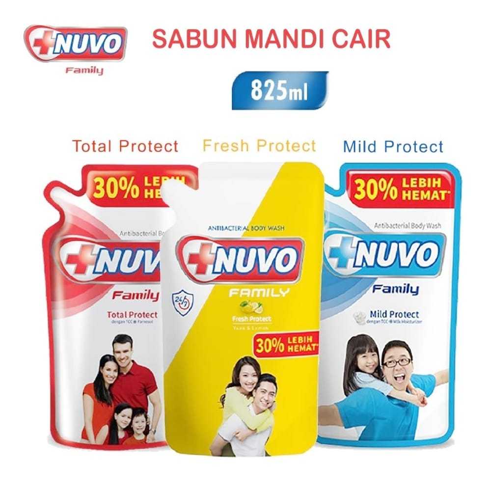 RCP NUVO Family Sabun Mandi Cair Pouch 825ml / Sabun Cair Nuvo 825ml