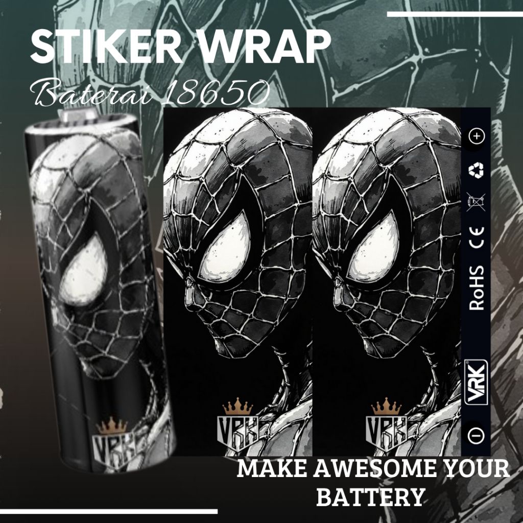 

FAMSTORE - Pelindung Baterai - Stikerskin Wrape Baterai 18650 Motif Heroes Blackwhite Full motif Desain Dan Anti Gores