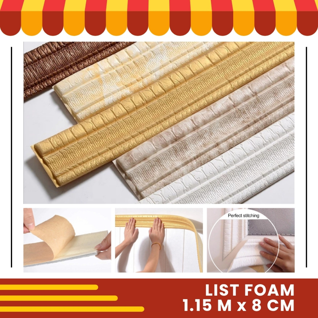 Wallborder Wall Sticker List Border Foam Busa Tebal Wallpaper Lis Plafon Stiker Dekorasi Kamar
