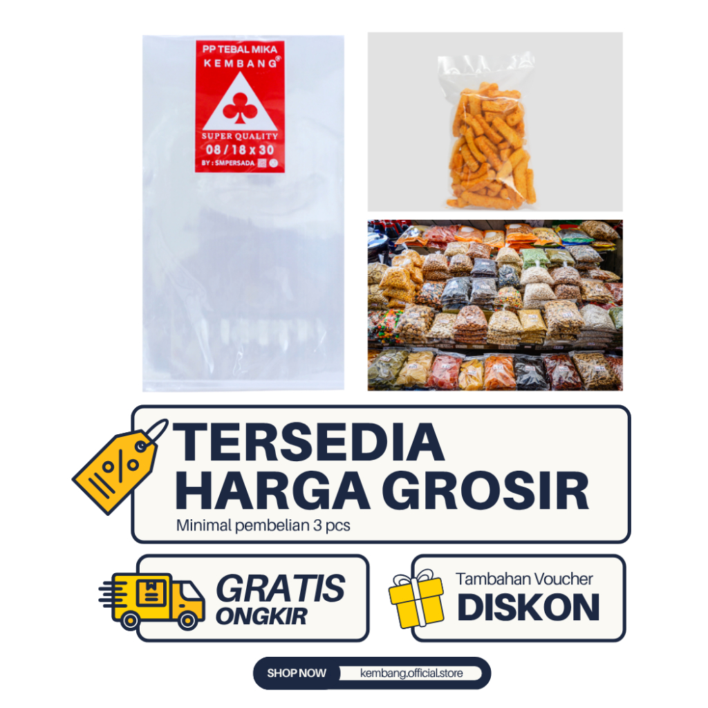 Plastik PP Tebal Mika 08 Ukuran Kecil 12x25 13x20 14x25 15x20 15x25 15x30 (Tebal 80 micron)