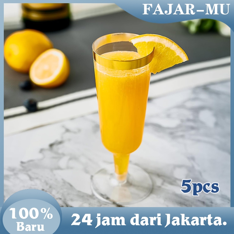 Gelas Champagne Plastik / 5pcs Gelas Kaki / Gelas Wine
