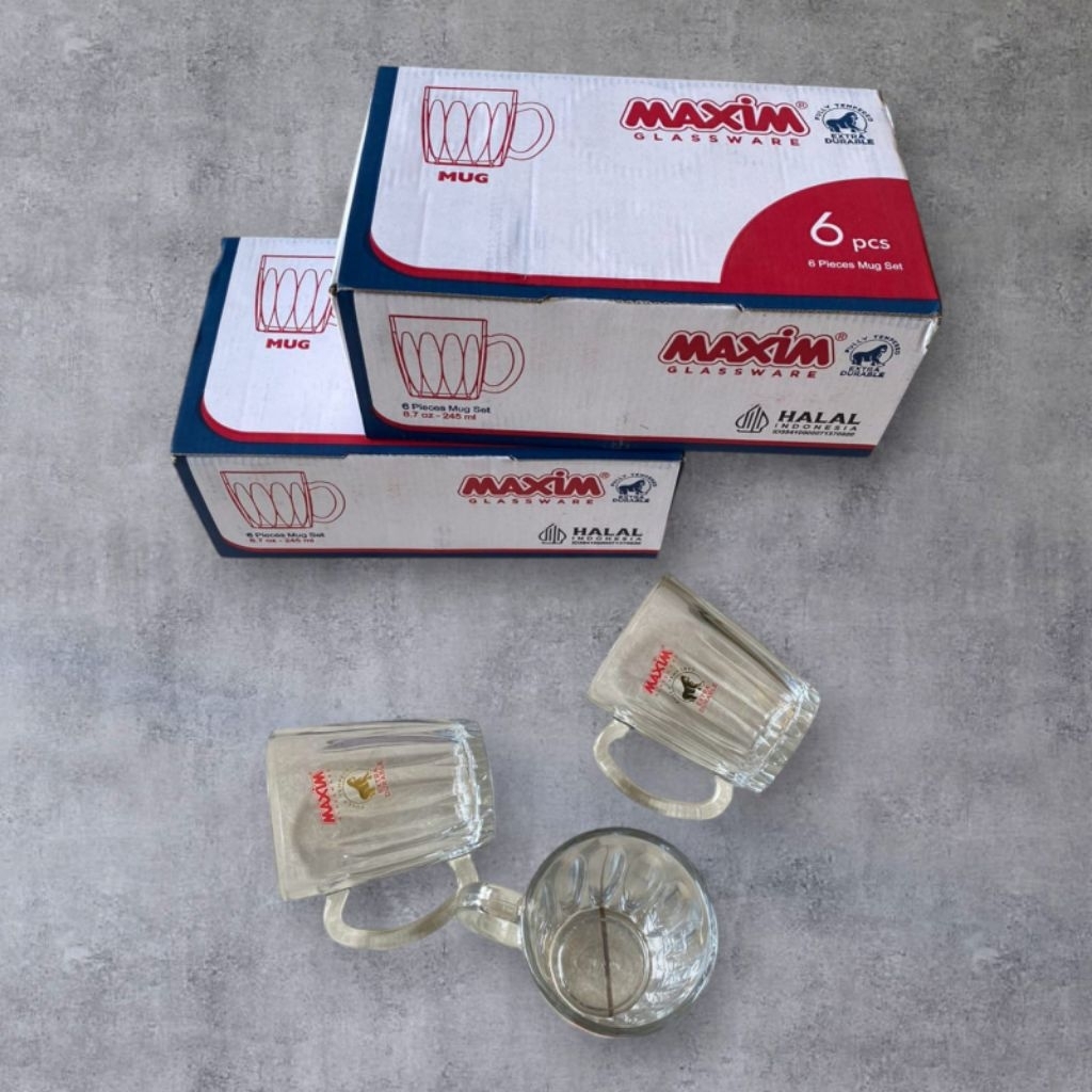GELAS SET MAXIM 255 ML / GELAS KACA TEBAL MAXIM