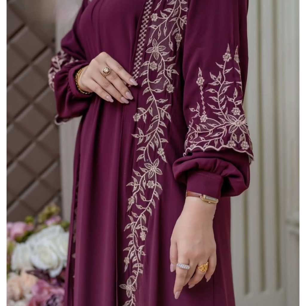 Gamis Set Rompi Ceruti Bordir Elegan terbaru