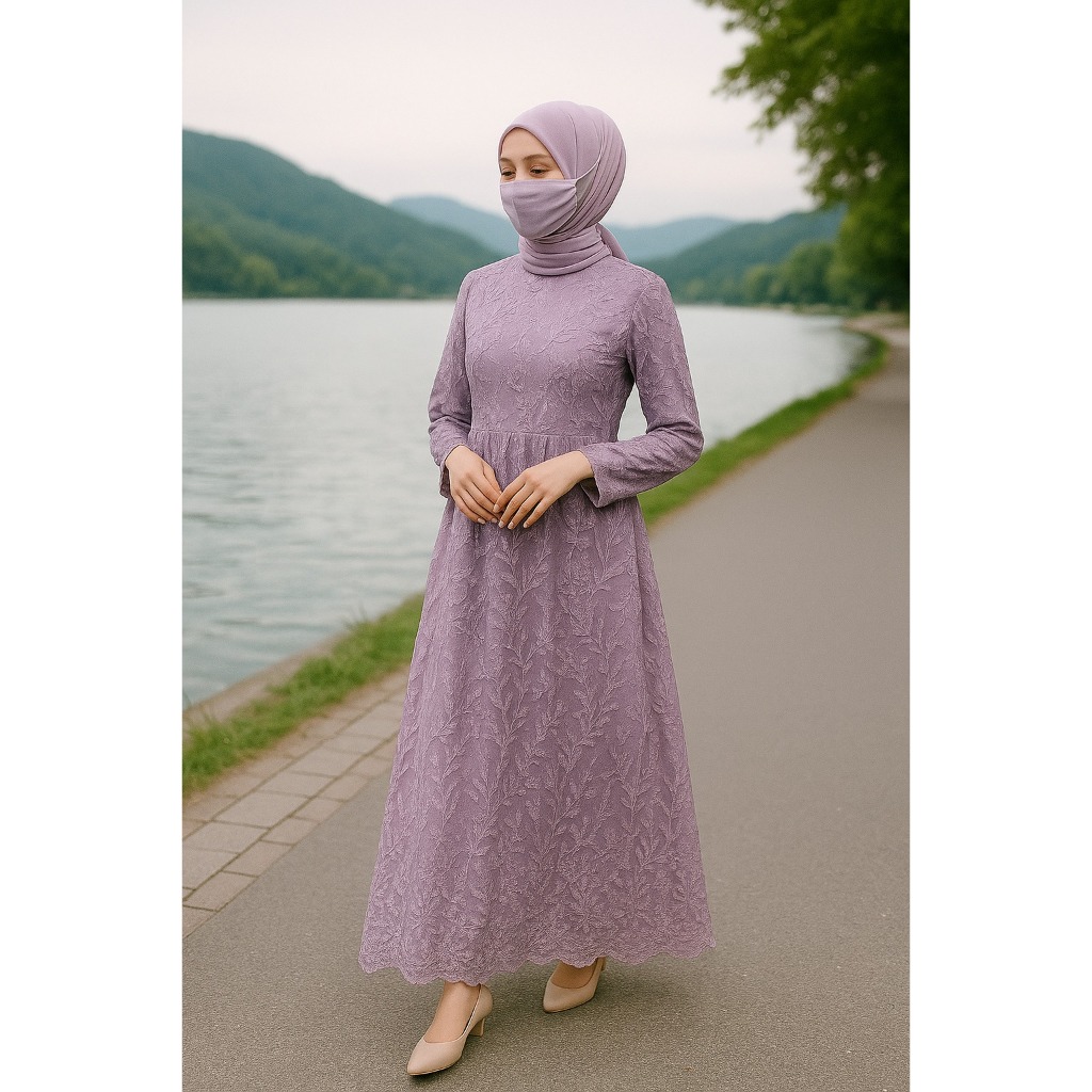 PROMO Gamis Burkat Premium Busui/Baju Seragam Kondangan/Baju Pesta/Gamis Burkat Jumbo M-L-XL-XXL BOR