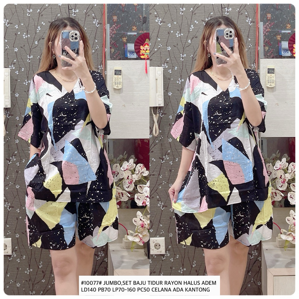 #10077 SET BAJU TIDUR RAYON JUMBO LD140