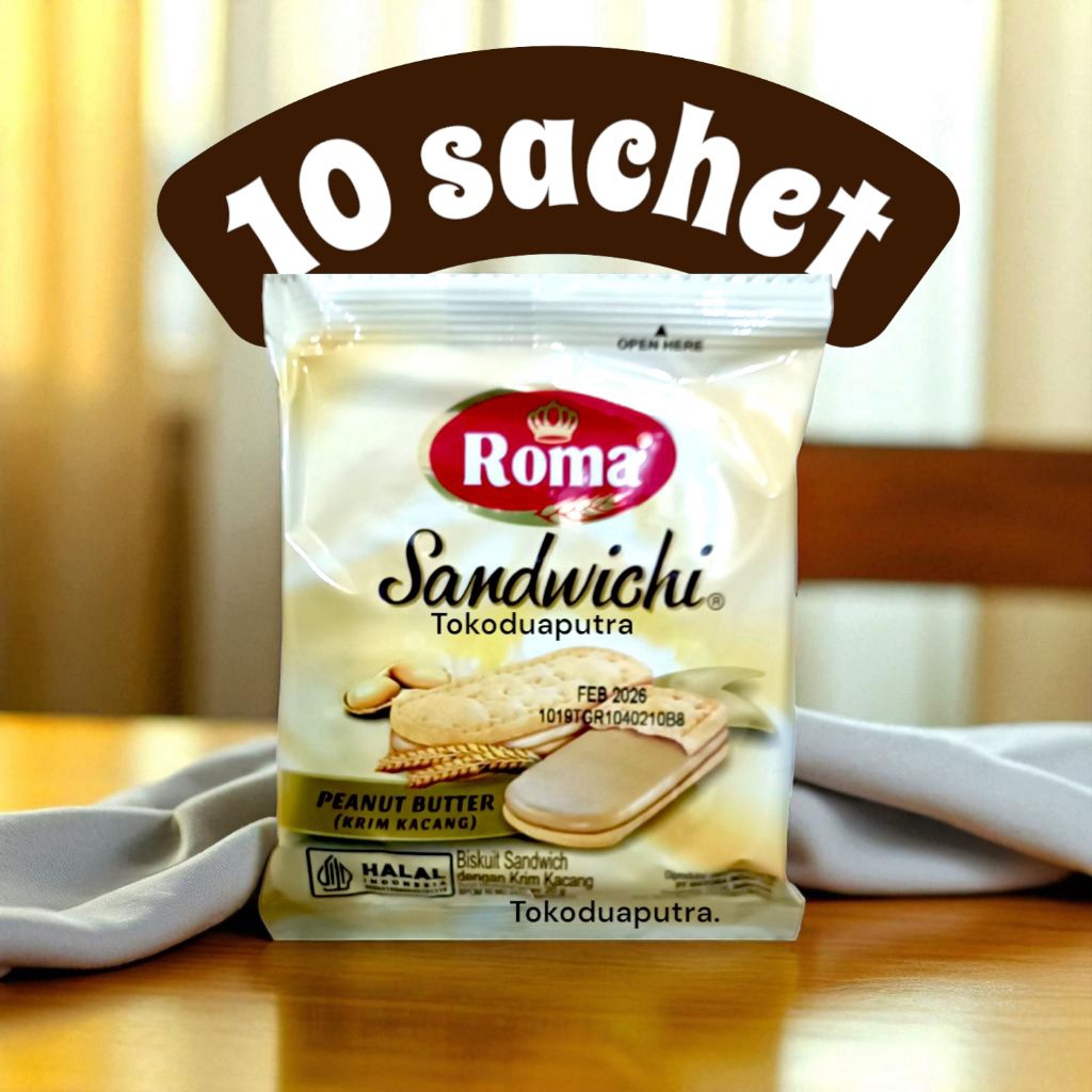 

Roma Sandwichi Peanut butter Renceng 20 Gr X 10 sachet / Roma sandwich peanut butter
