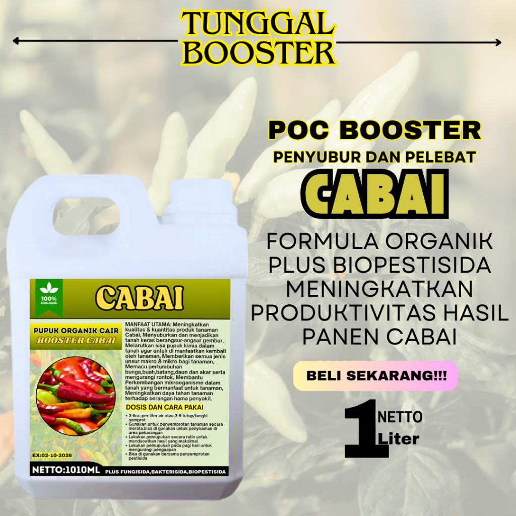 Pupuk Organik cair Tanaman Cabai/Pupuk Pembesar dan Penyubur cabai/Pupuk Pelebat cabai/Booster Organ