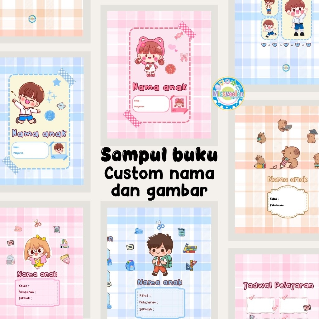

Sampul buku isi 5 atau 10 lembar custom nama dan gambar tema kawaii cute girl boy capybara anak