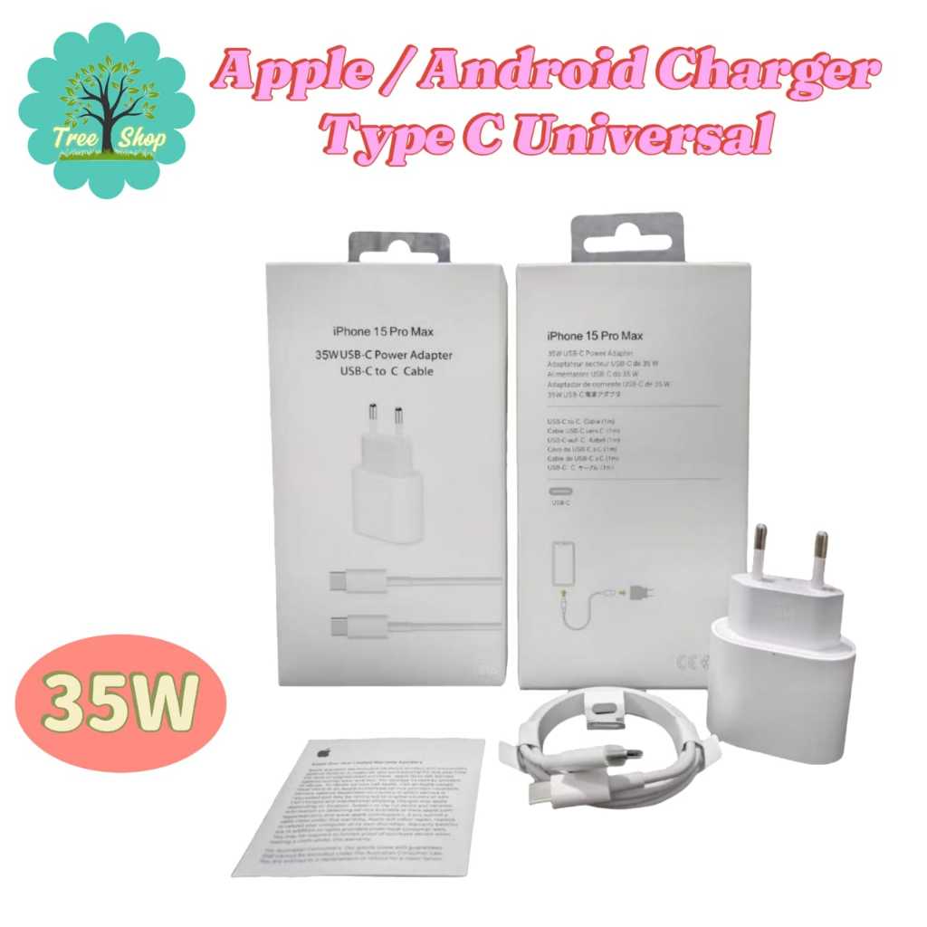 Kepala Charger & Kabel Charger Iphone 35W 1m Type C to C Fast Charging Iphone - Charger Hp
