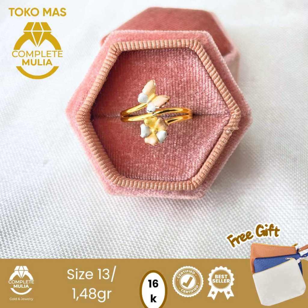 Cincin Emas Tua 16k Cor Bunga Araban (Complete Mulia)