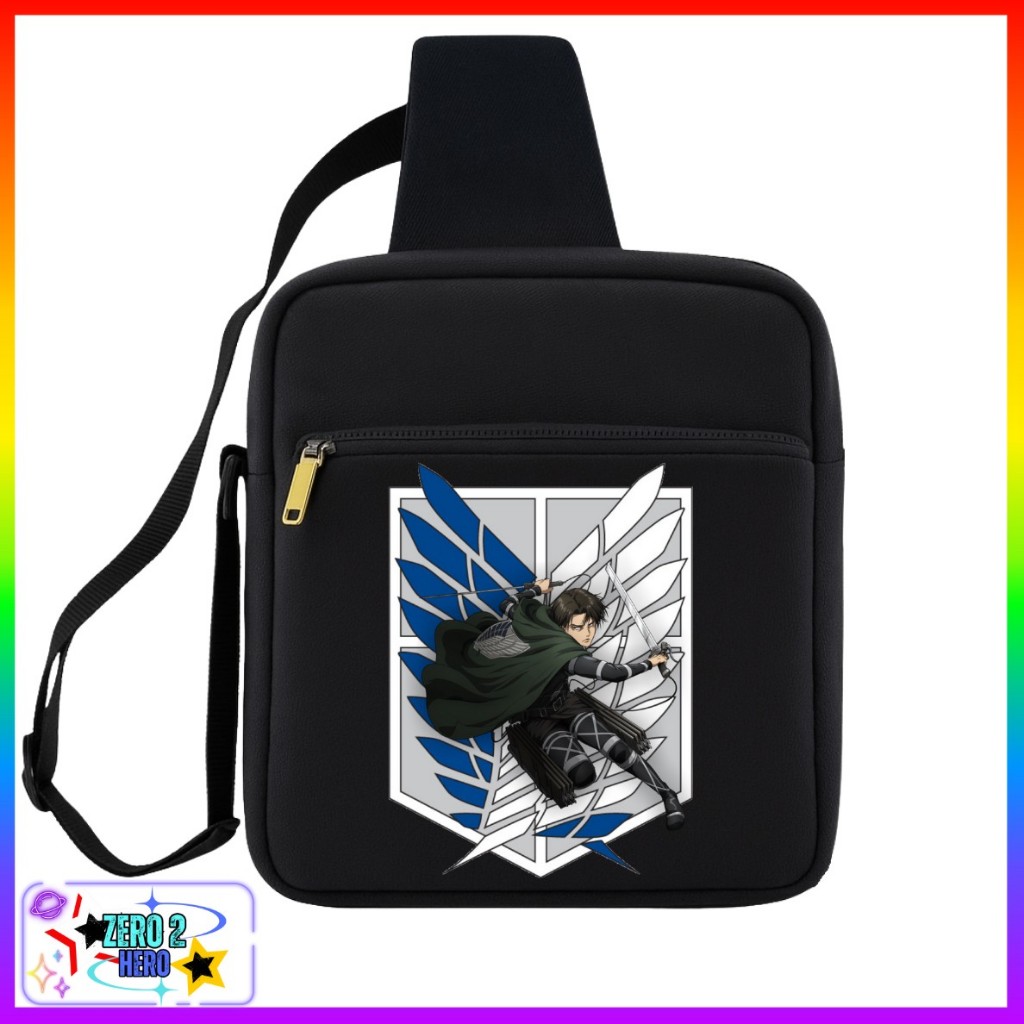 tas ngaji sling bag anak & dewasa unisex sekolah muat al quran A5 anime attack on titan aot levi snk
