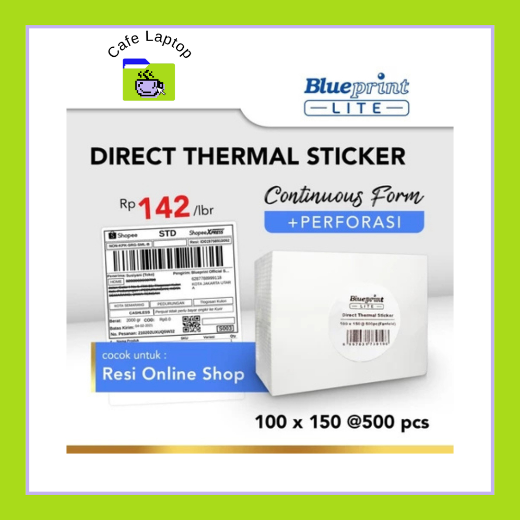 

Direct Thermal Sticker Label Resi BLUEPRINT Lite 100x150 mm 500Pcs CF