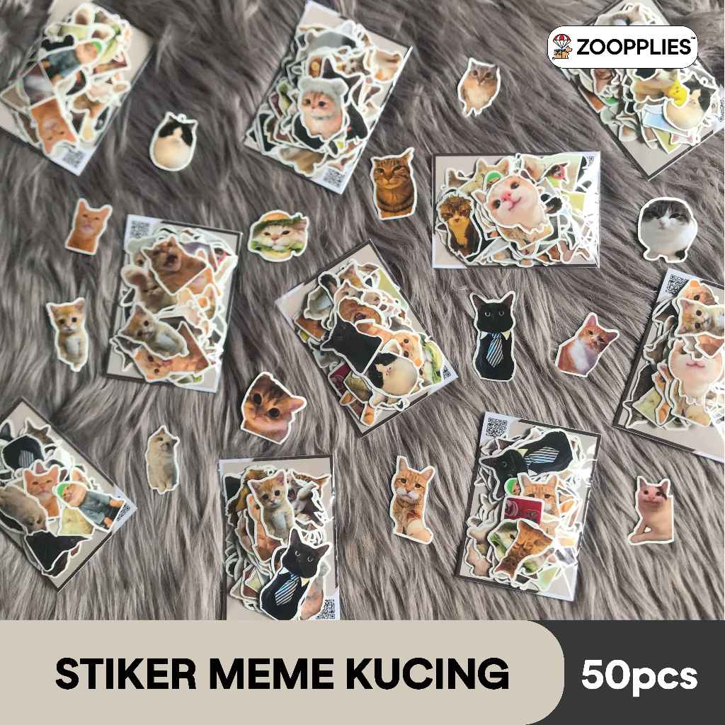 

[50pcs] Stiker Meme Kucing Sticker Kucing Lucu Vinyl Anti Air Dekorasi Buku Laptop Tumbler Casing HP Koper Gitar Sepeda Waterproof