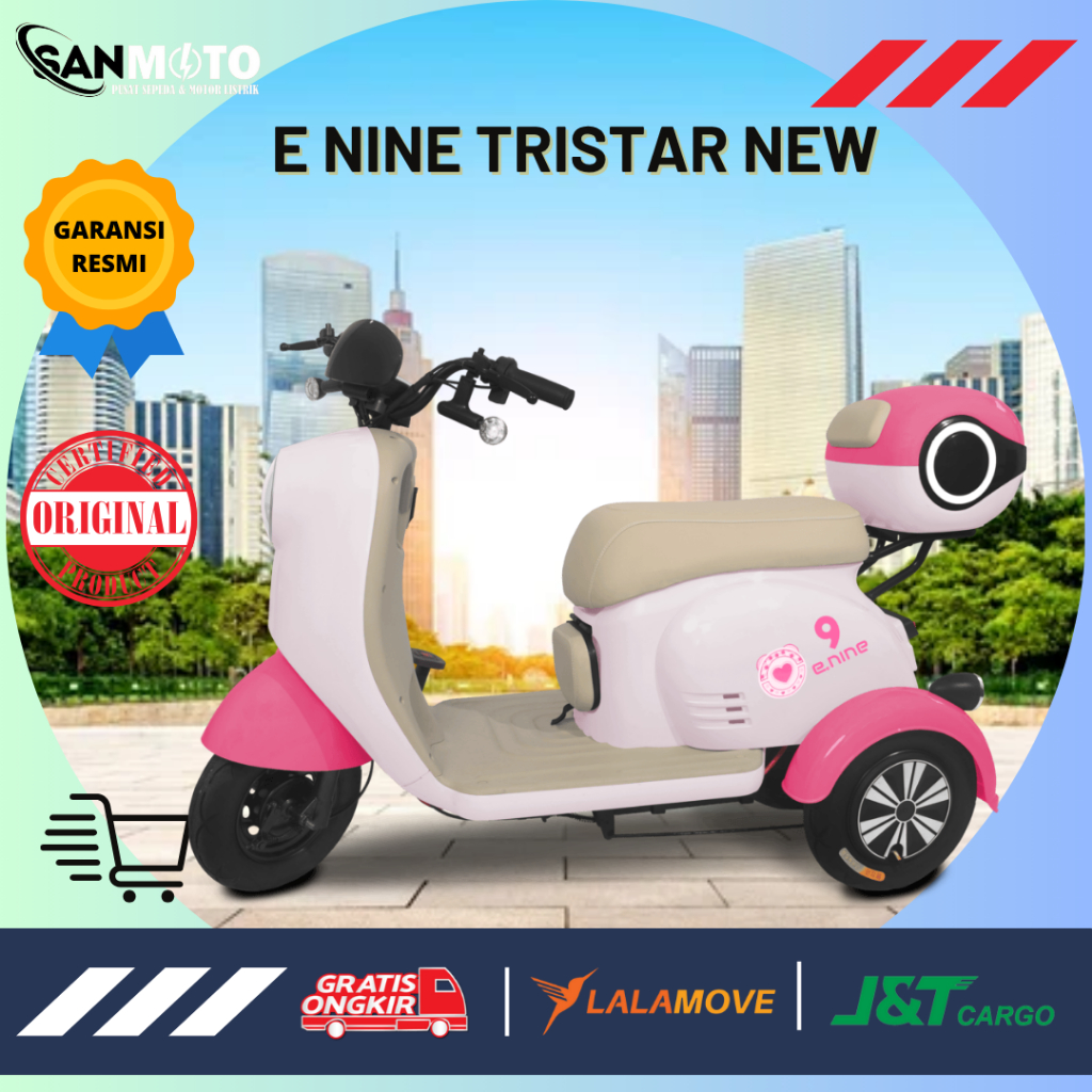 SANMOTO SEPEDA LISTRIK RODA TIGA ENINE TRISTAR NEW GARANSI RESMI