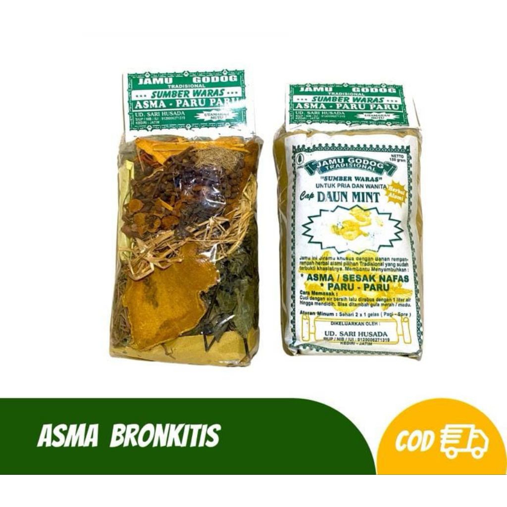 

jamu godog tradisional paru paru / asma sesak nafas cap daun megagan