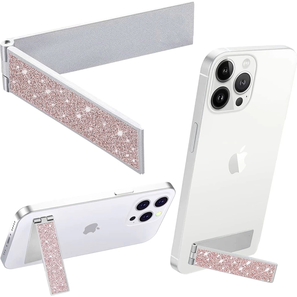 Tempelan Stand HP Portable Stand Lipat Hp Motif Glitter Holder L Tempelan Standing HP "L" Glitter