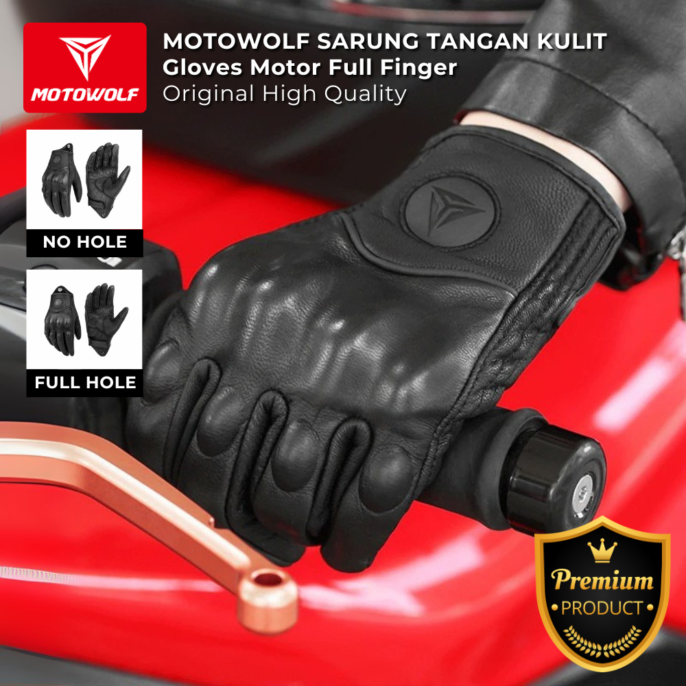 Motowolf Sarung Tangan Kulit Full Finger | Gloves Motor Touch Screen Protector