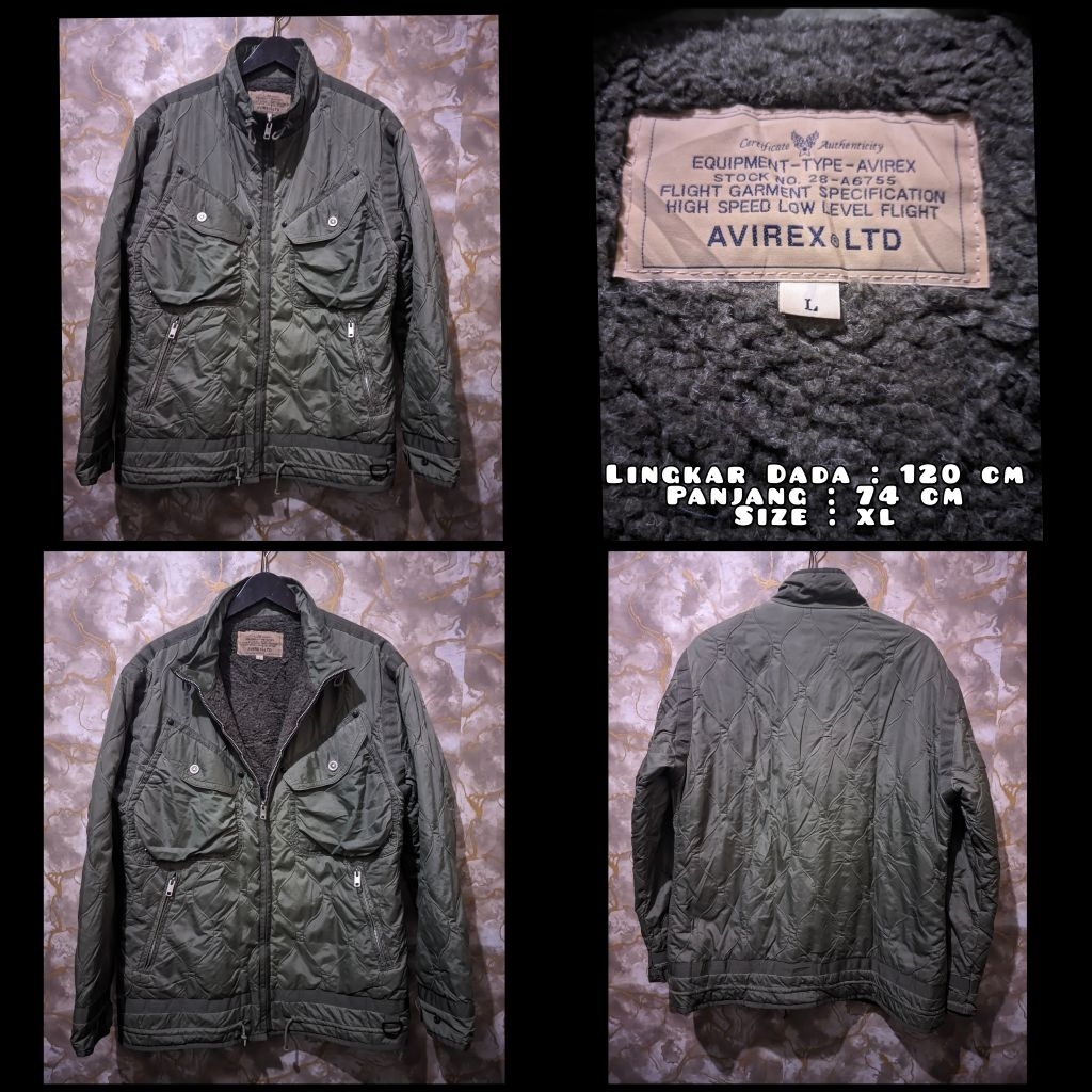 Jaket Vintage Parka Warna Hijau Army Merk Avirex Second Original.