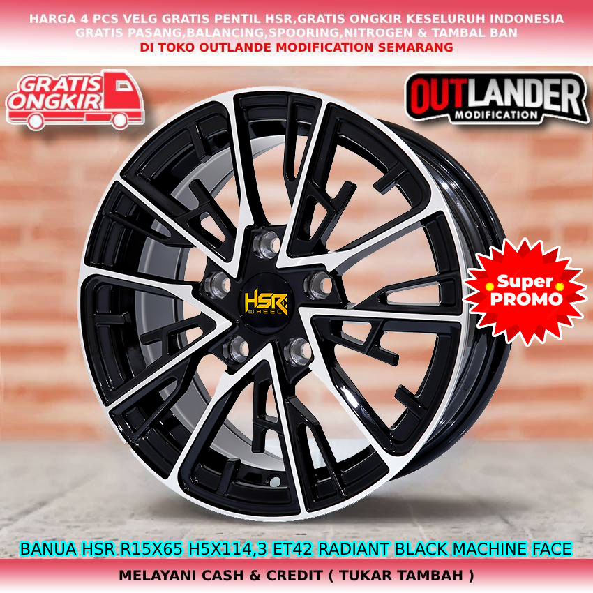 velg hsr r15 lobang 5 velg mobil Rush Saloon Supra Innova Ertiga Grandmax Arena dll hsr banua r15