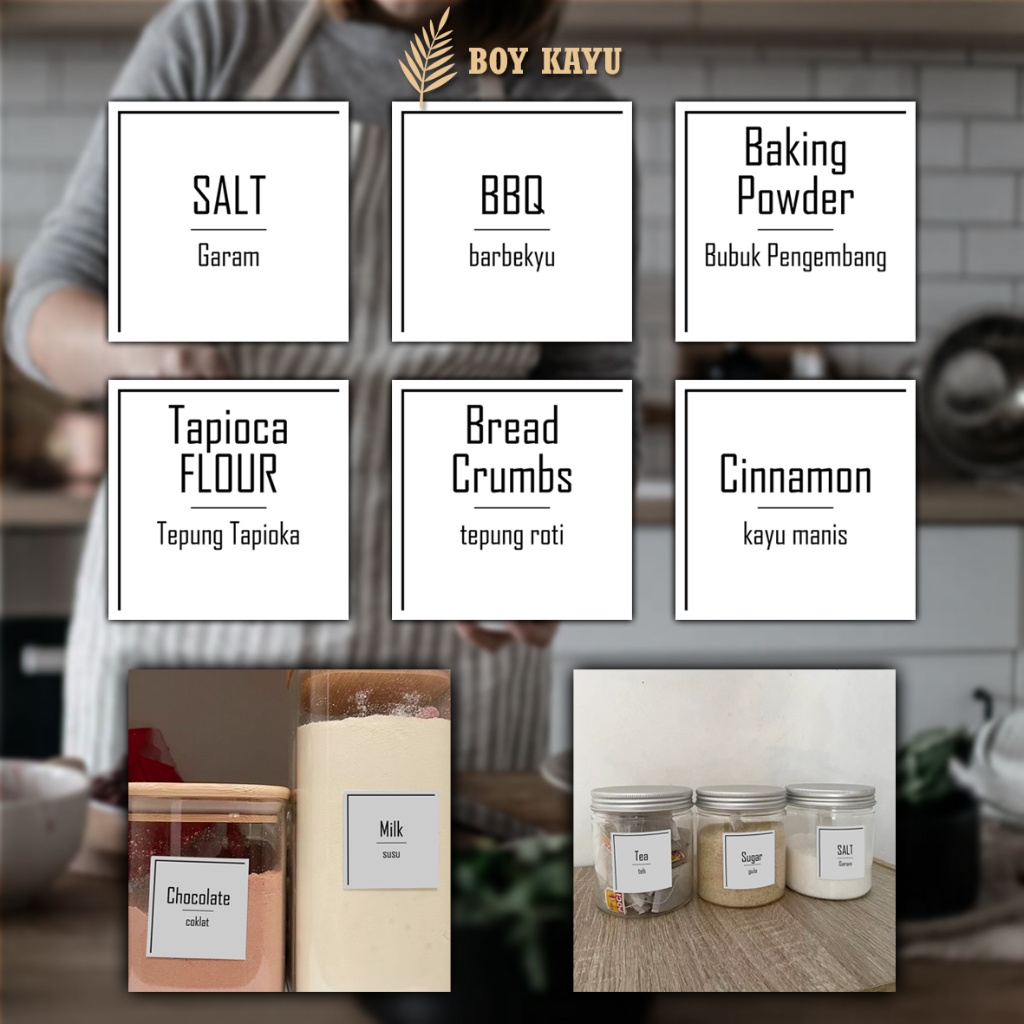 

Stiker Label Tahan Air & Minyak - Minimalis untuk Toples / Botol Makanan, Baking, Bumbu Dapur
