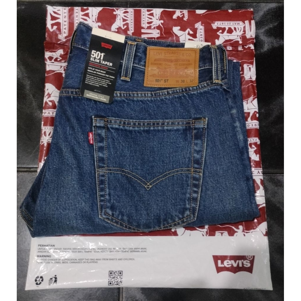 Celana Jeans 501 Original 501 ST Slim Taper Selvedge Size 38 / Size Besar Jumbo
