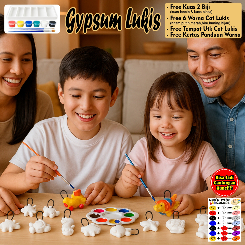 

1 Paket Mainan Edukasi Edukatif Anak DIY Painting Melukis Gypsum Kit Mewarnai Patung Lukis Gypsum Paint By Number Sand Painting