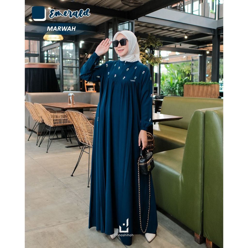 ANNASIHAH MARWAH Dress By Annasihah Gamis Polos Mix Bordir By Annasihah Gamis Murah