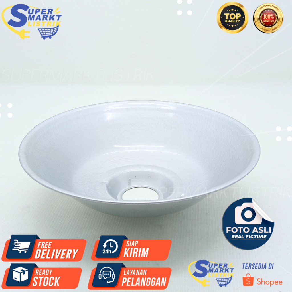 Kap Lampu Jalan Cup Lampu Silver E27 Tanggung 27cm