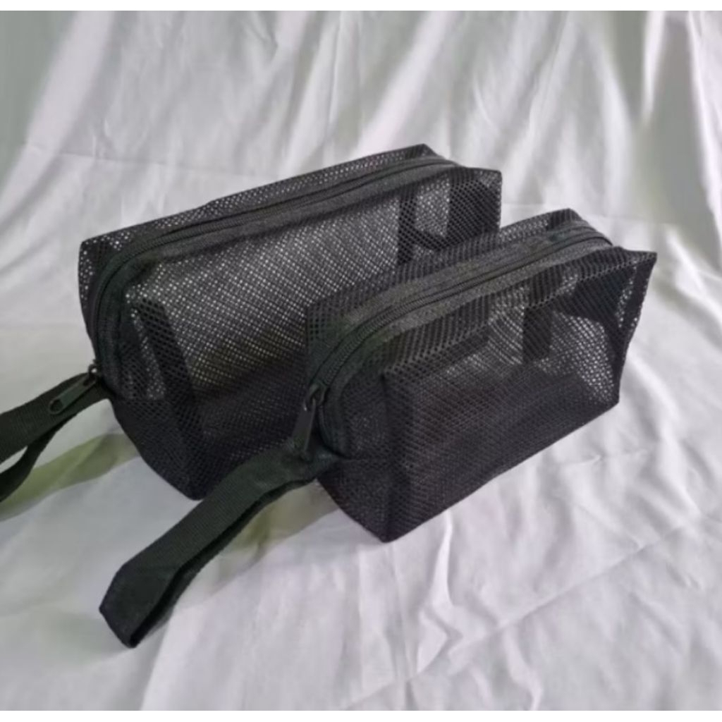 pouch jaring transparan tas kosmetik tas peralatan mandi