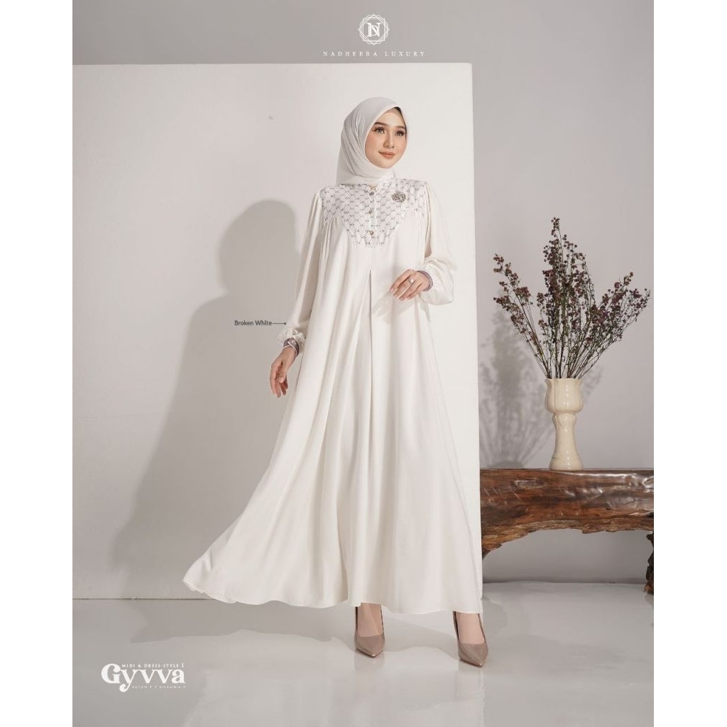 GYVVA SERIES STYLE 1 & 2 || DRESS HITAM DAN PUTIH POLOS || DRESS NADHEERA LUXURY