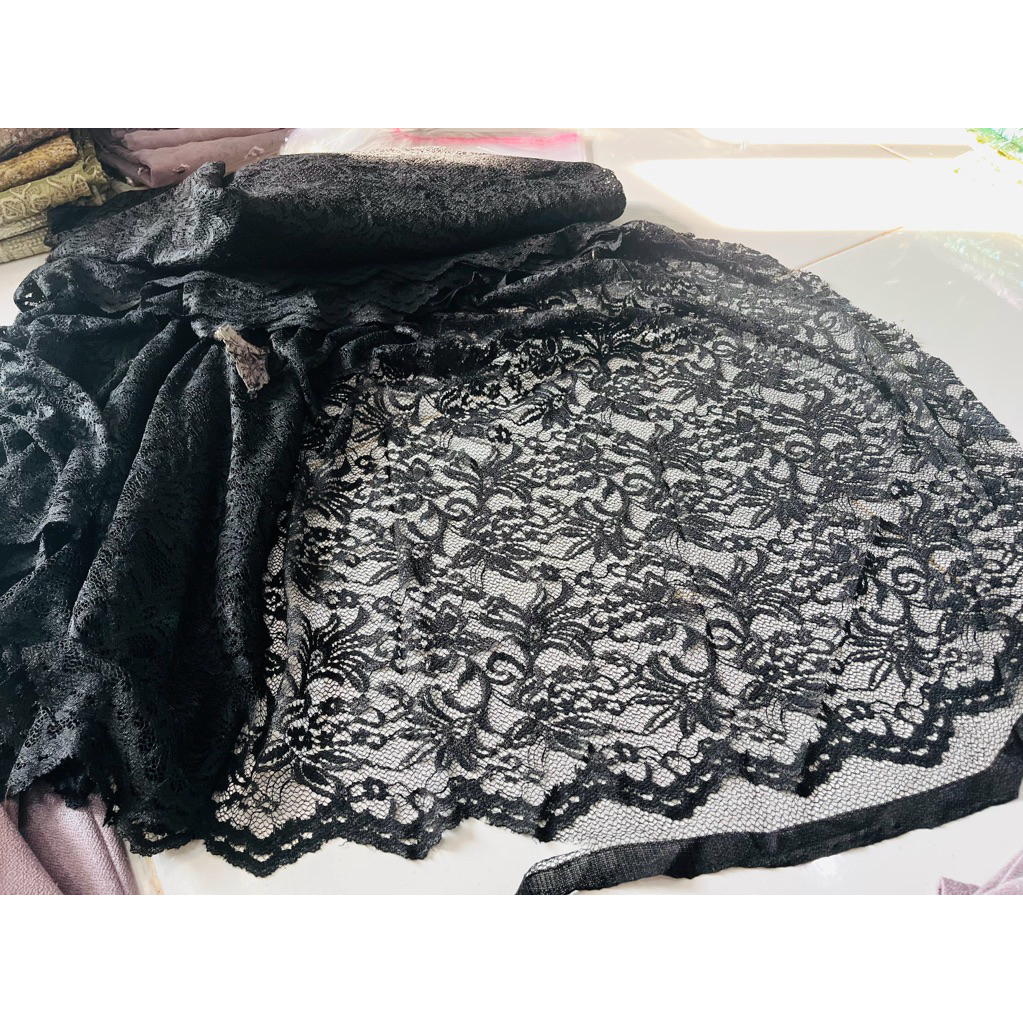 kain brokat hitam lelangan meteran murah