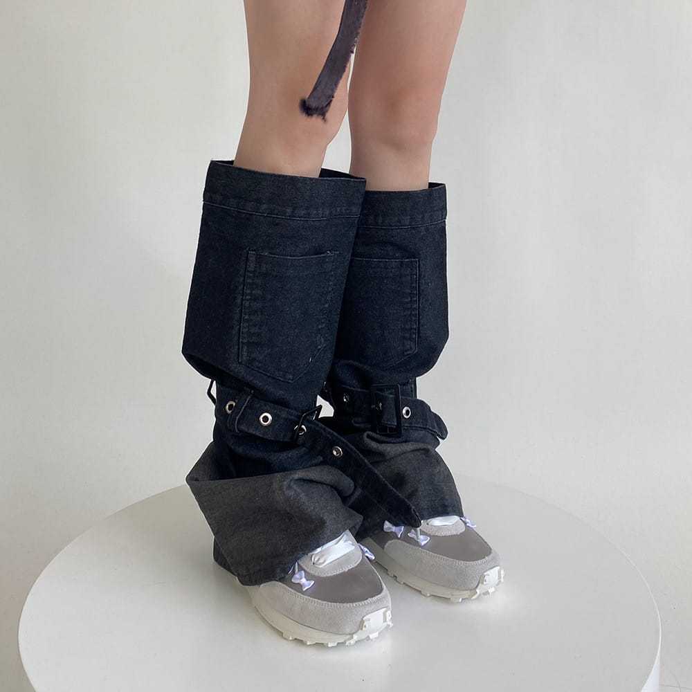 𝐑𝐄𝐀𝐃𝐘 𝐒𝐓𝐎𝐂𝐊 𝐒𝐀𝐅 - LEG WARMER DENIM JEANS + BELT woman premium / aksesoris kaki wanita / socks access