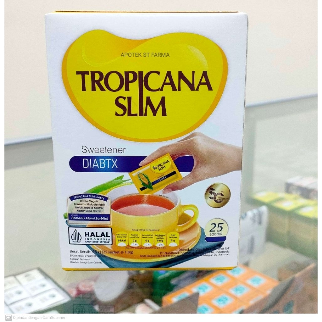 

Tropicana Slim Sweetener DIABTX 45 g Isi 25 Sachet Pemanis Alami