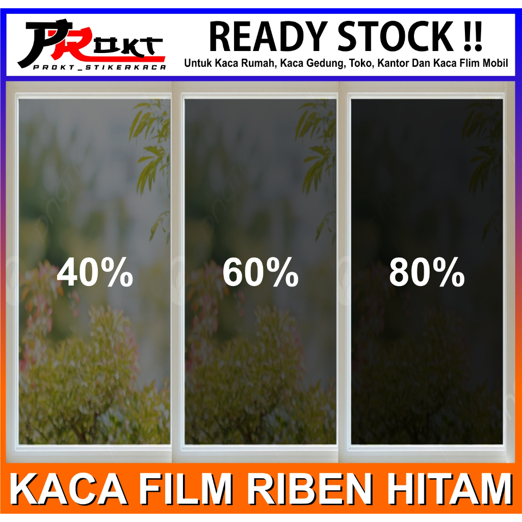 cuci gudang stiker kaca film jendela rumah kaca film mobil riben warna hitam 40% 60% 80% kaca film