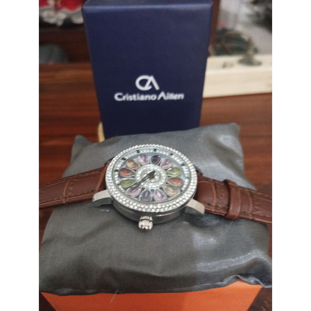 Jam Tangan wanita Cristiano Aillen Ori kulit Leather brown