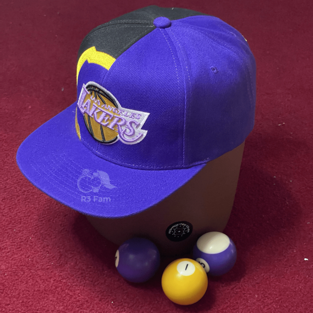 Topi Snapback Mitchell & Ness LA Lakers NBA Original | Topi Basket Two Tone Purple Black Asli