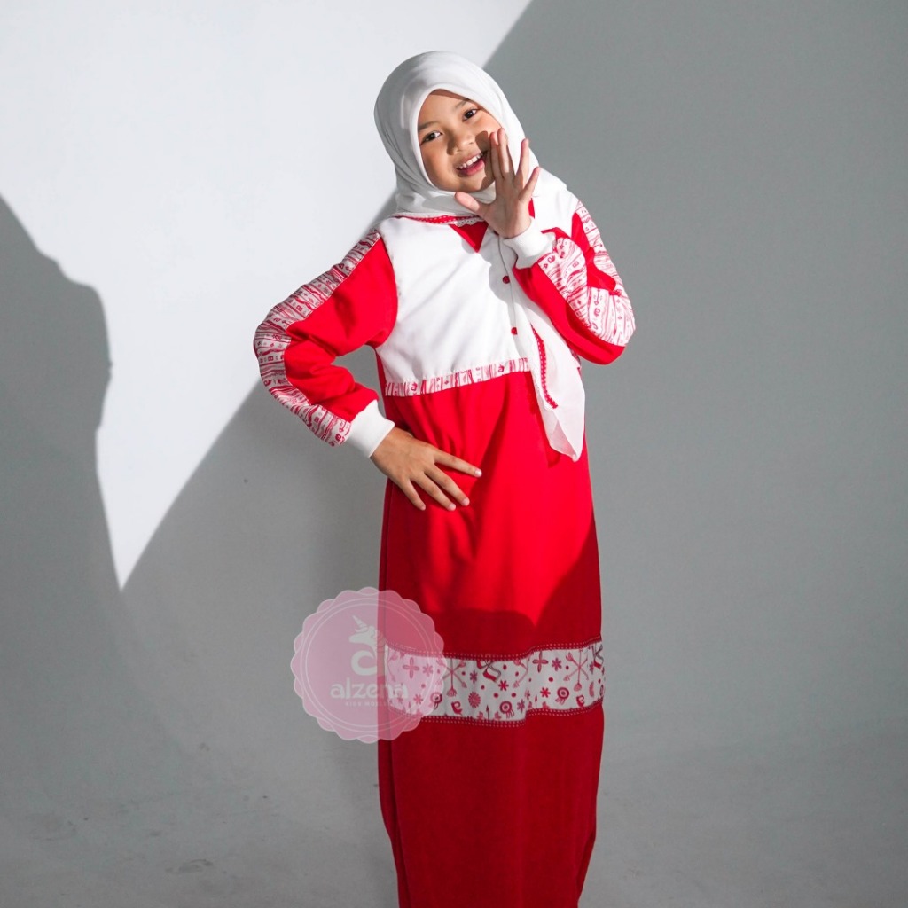 Kartini Dress Baju Anak Perempuan Merah Putih - Alzena Kids Moslem