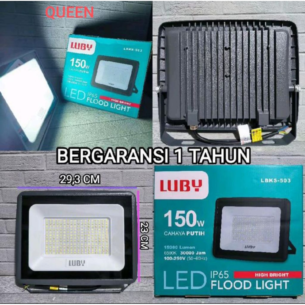 LUBY LAMPU SOROT LED 150WATT LBKS-503 CAHAYA PUTIH FLOODLIGHT BOHLAM KUALITAS TERBAIK