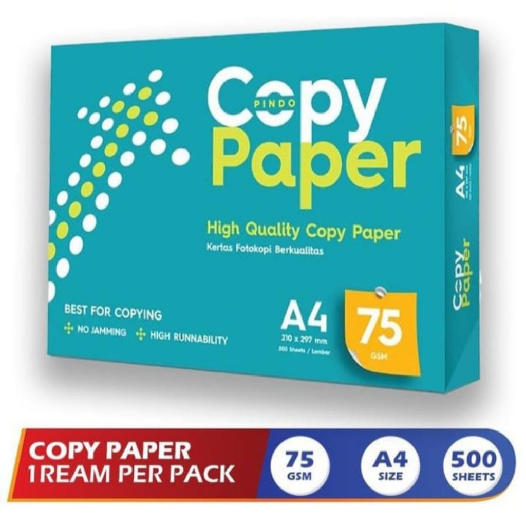 

Kertas Hvs Copy Paper ukuran A4 75 Gram / F4 75 Gram - Rim isi 500 Sheets.
