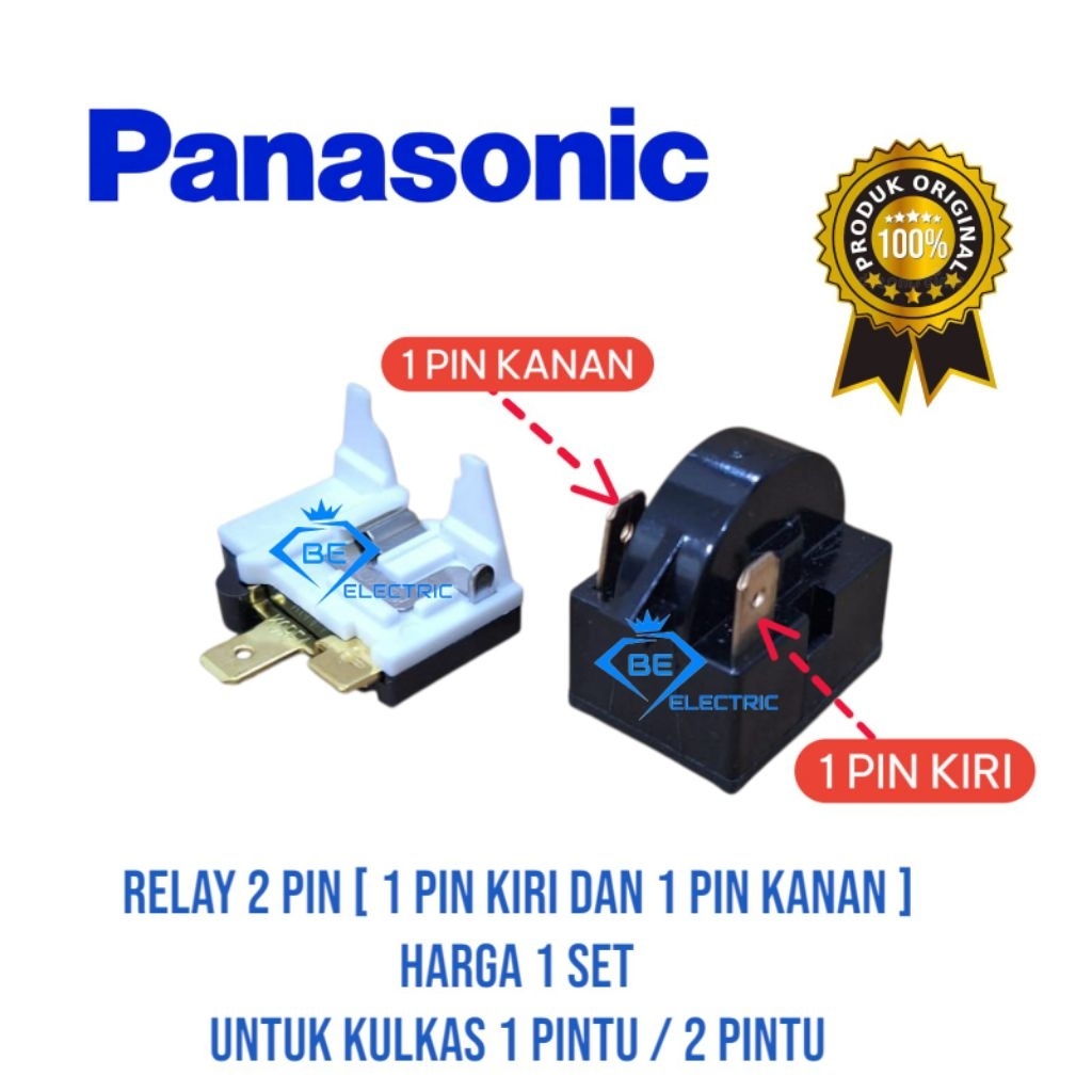 RELAY PTC 2 PIN + OVERLOAD KULKAS PANASONIC 1 PINTU / 2 PINTU 1 SET