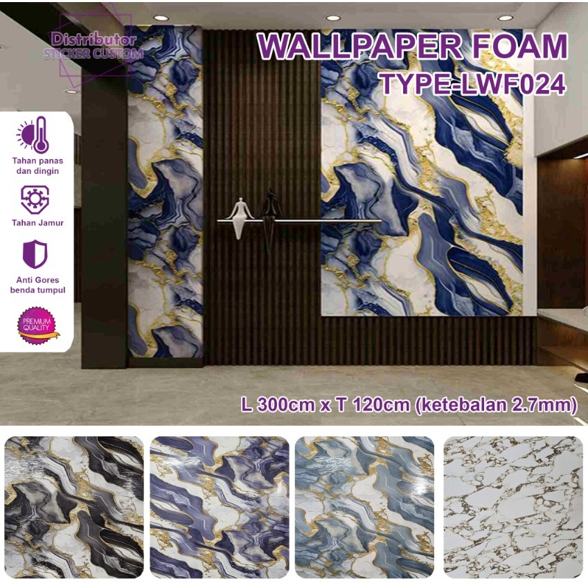 Wallpaper Sticker Marble Foam | Sticker Foam Dinding | Stiker Dinding Motif Marble | Wallpaper Roll 