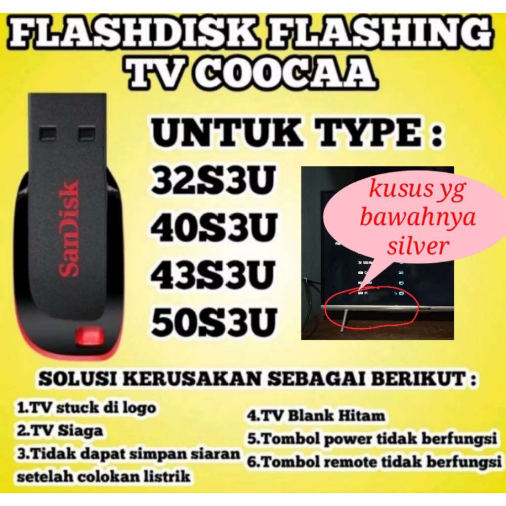 Firmware TV Coocaa 32S3U 40S3U 43S3U smart TV LED Android