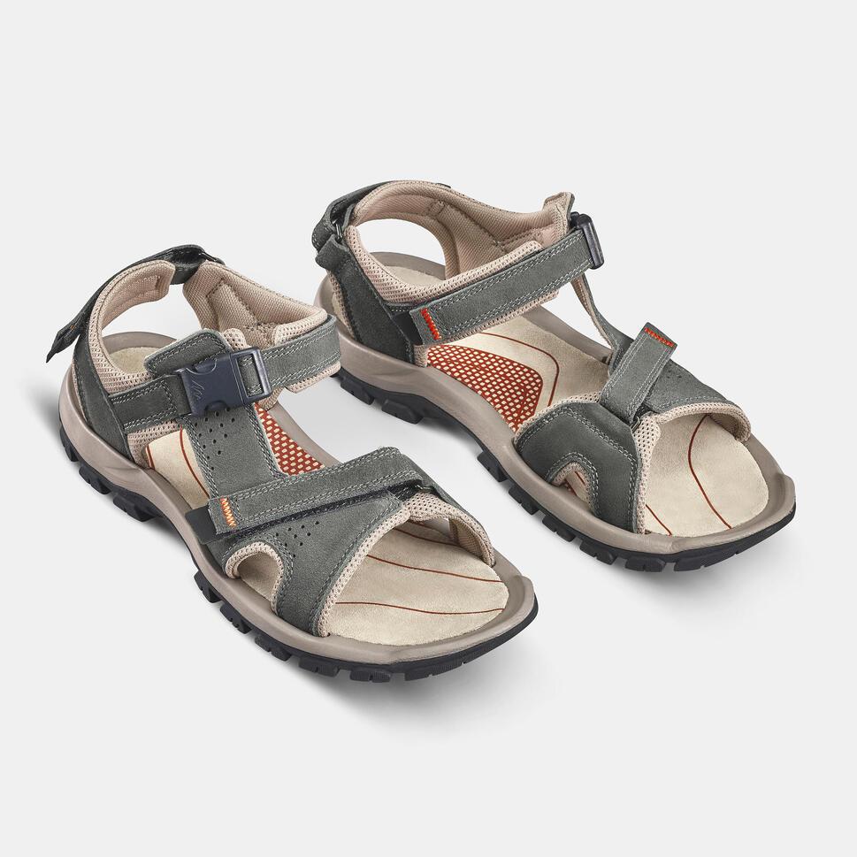 Decathlon QUECHUA Sendal Hiking Pria NH500 Leather - Khaki Sandal Hiking Pria NH500 Leather - 858344