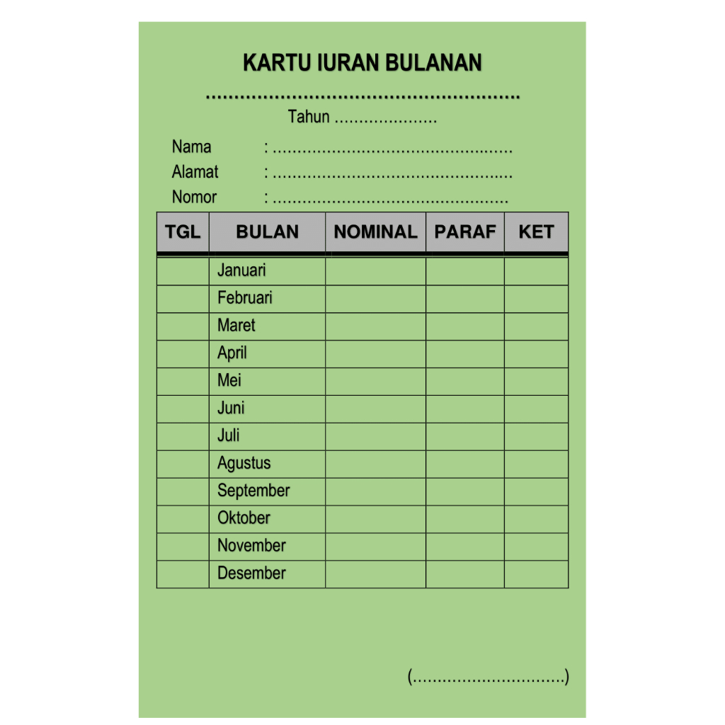 KARTU IURAN BULANAN