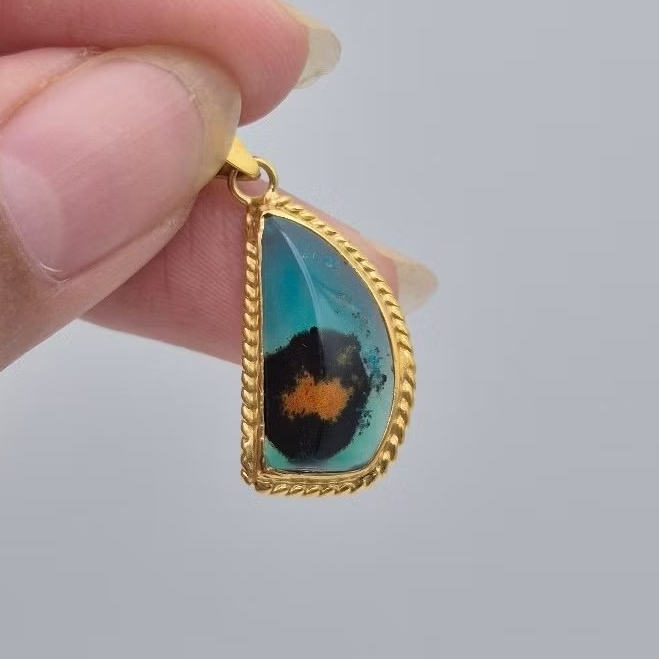 Liontin perak batu bacan kembang, natural bacan kembang