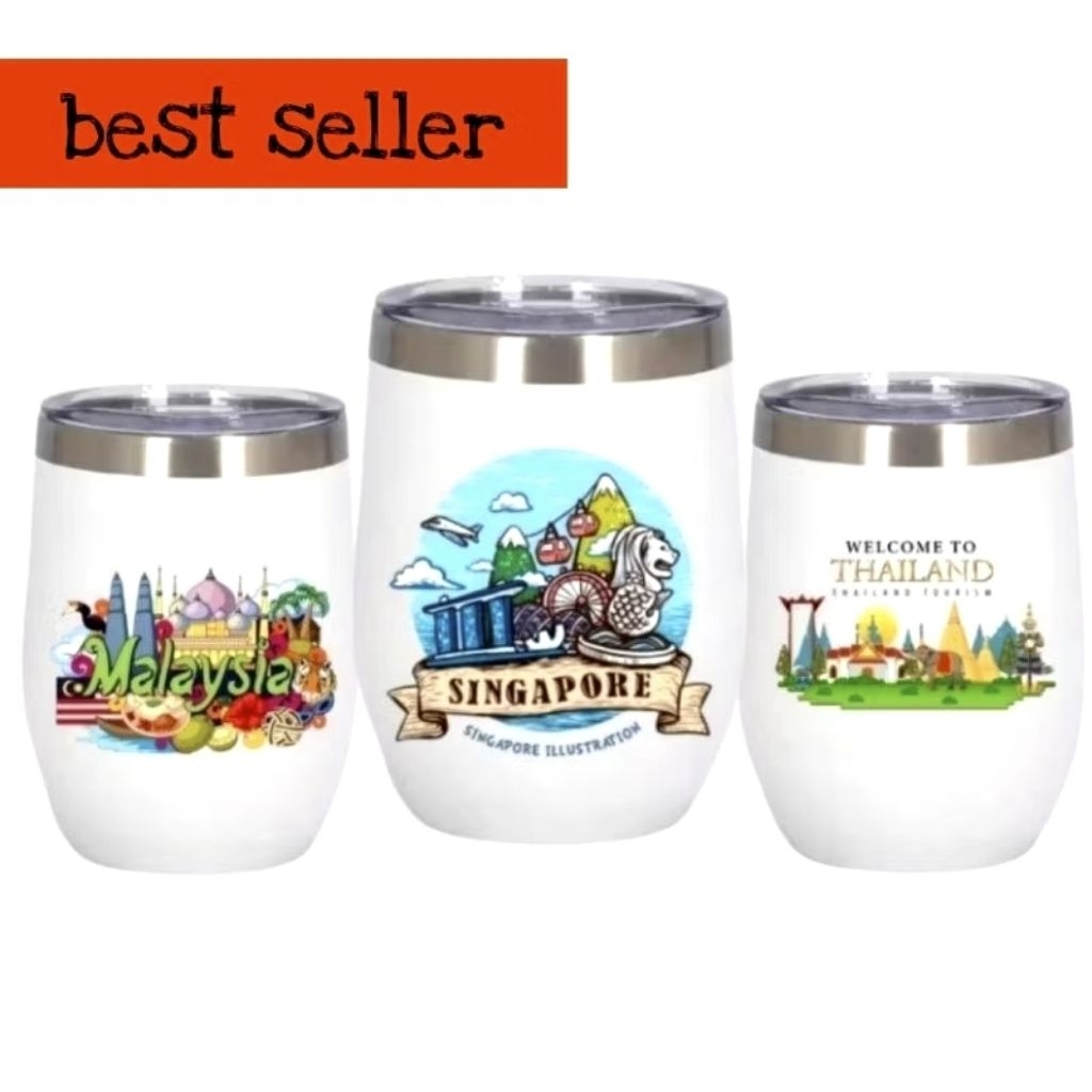 mug tumbler tahan panas/dingin mug hadiah souvenir oleh-oleh luar negri singapore malaysia thailand 