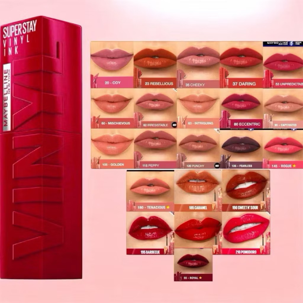 Maybelline Superstay Vinyl Ink Lip Tint transferproof Liquid Lipstik Lipcream Lipstik Stay Liptint