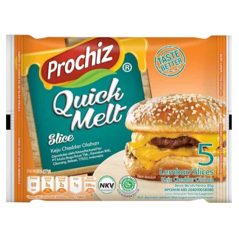 

Prochiz Quick Melt Keju Cheddar Olahan Slices 5 s