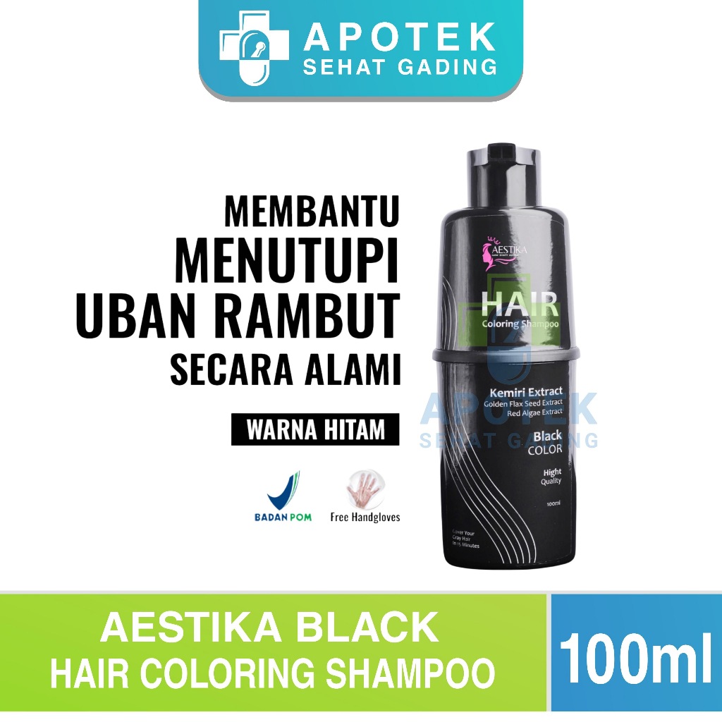 Aestika Hair Coloring Shampoo 1x Keramas - Shampo Penghilang Uban dengan Kemiri Ekstrak Ori dan BPOM