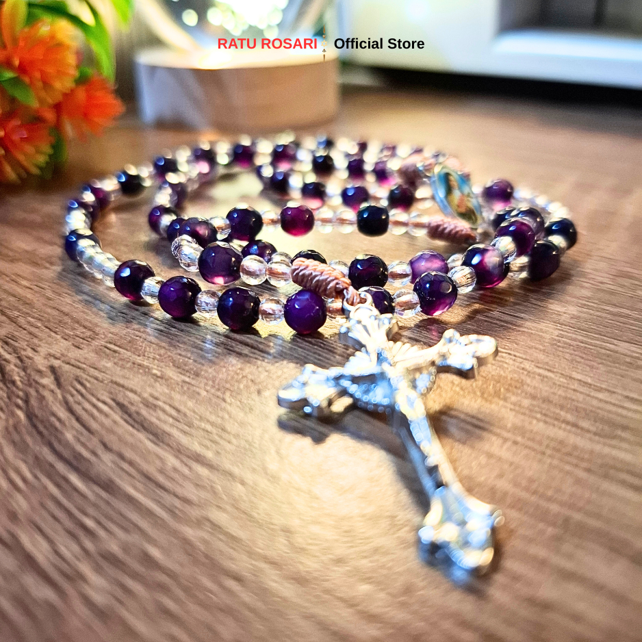 Rosario Batu Cut Original / Rosario Batu Cut Ungu / Rosario Katolik